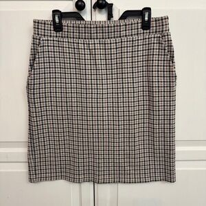 Lands' End Black and Cream Academia Pencil Skirt Tweed Preppy Pockets Size 10/12